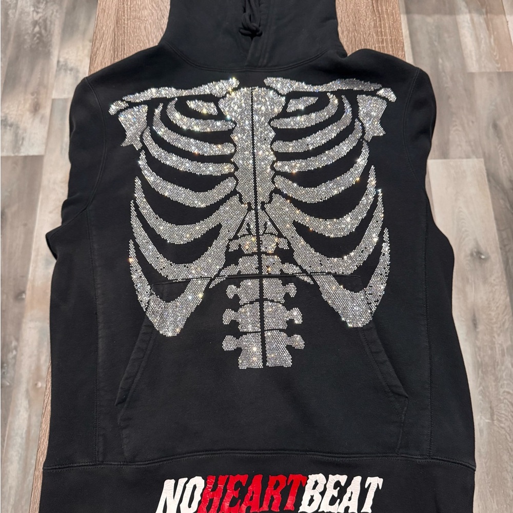 EMBROIDERED Hand stitched rhinestone hoodie